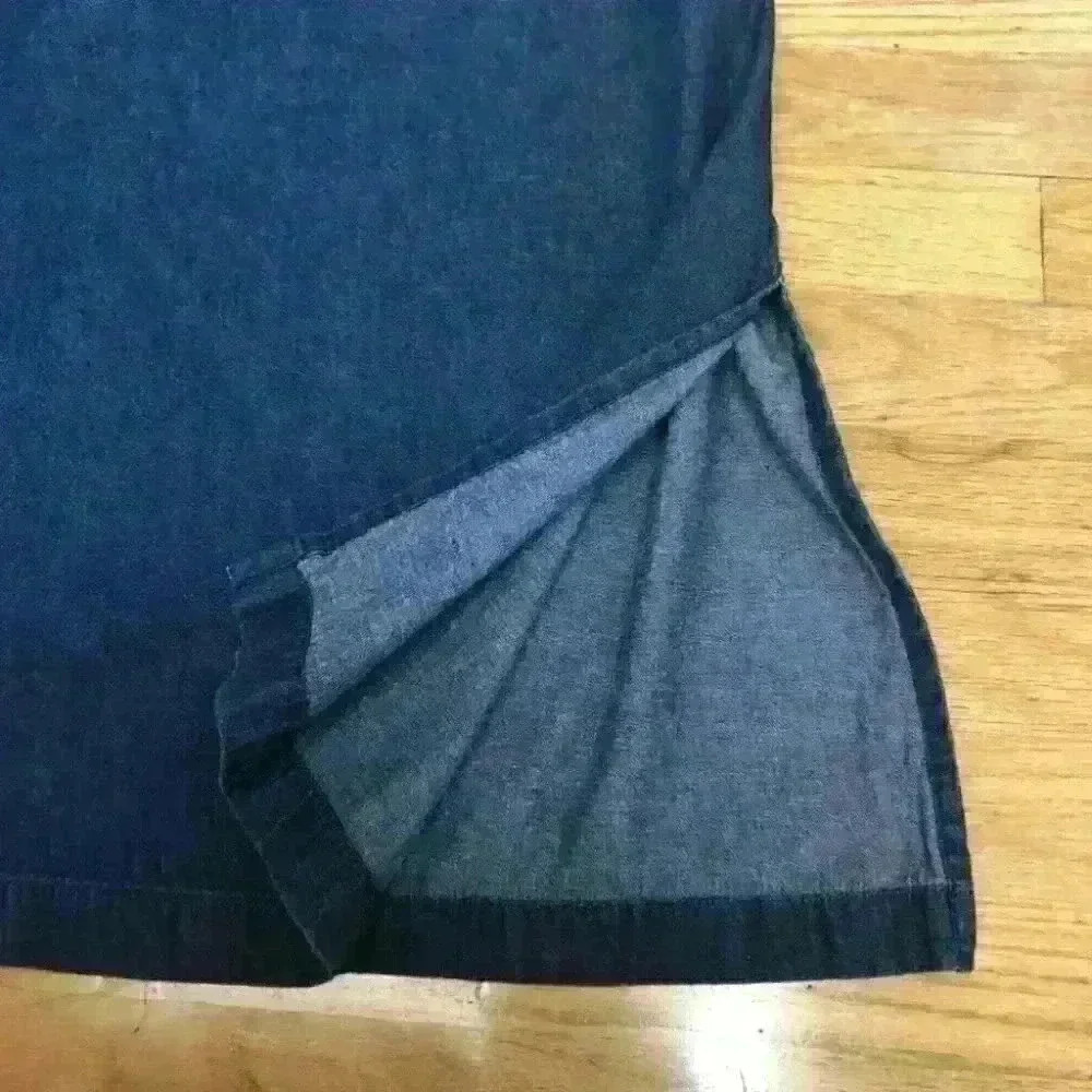 Chambray  Dress Embroidered Sleeveless - Picture 6 of 7